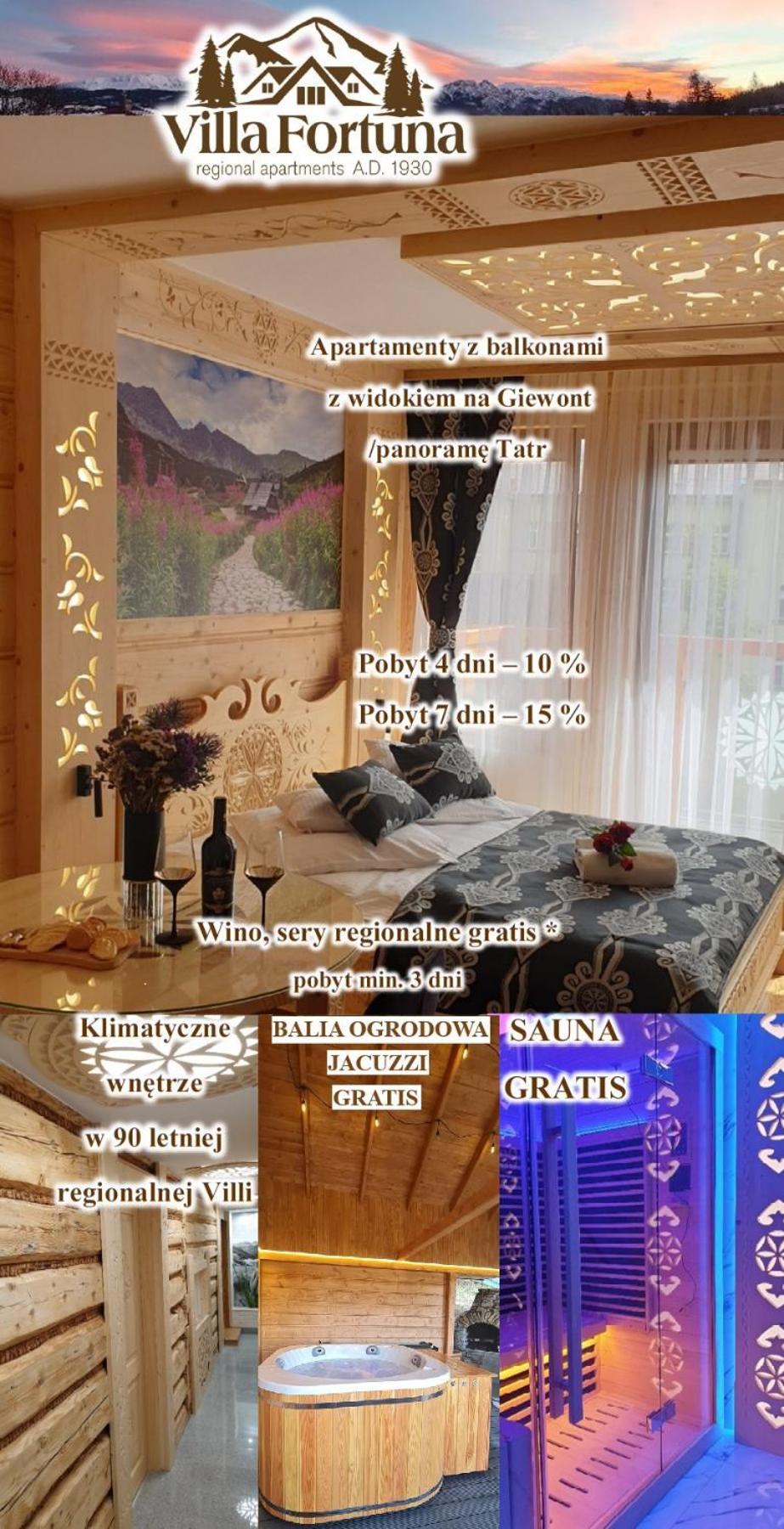 Villa Fortuna - Regionalne Apartamenty & Spa - Sauna, Grill, Jacuzzi Z Widokiem Na Tatry Zakopane Eksteriør billede